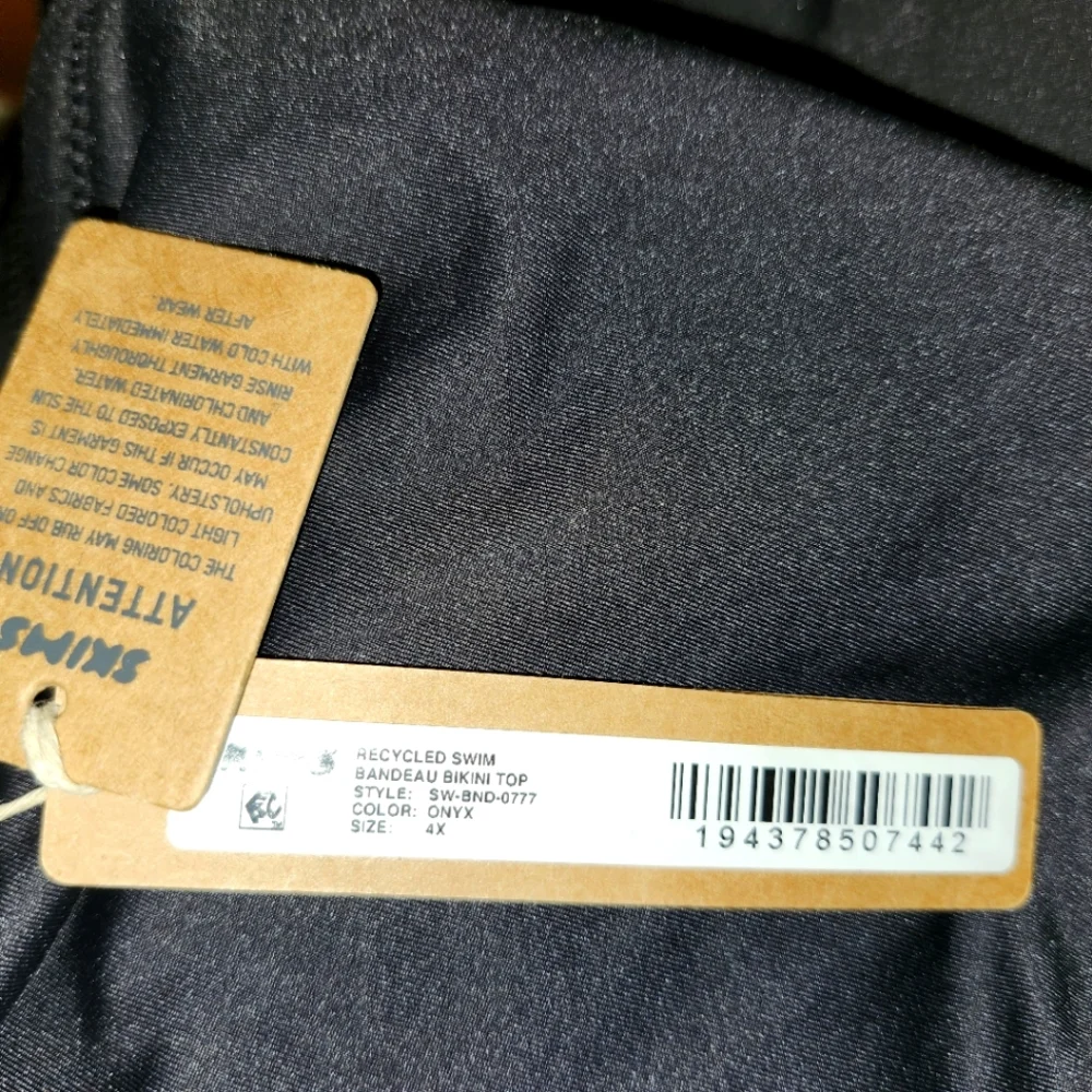 NWT SKIMS RECYCLED SWIM  BANDEAU BIKINI TOP ONYX BLACK 4X PLUS